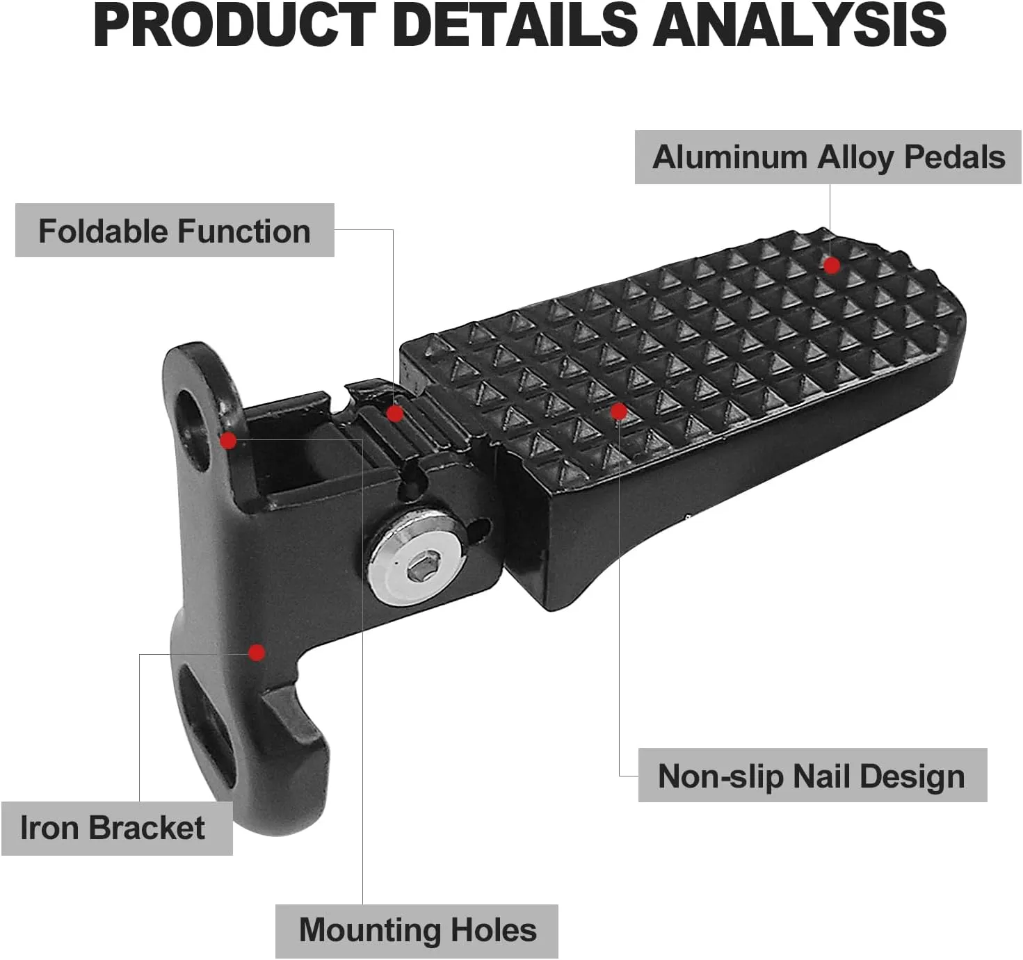 1 Pair Bike Rear Pedals,Mini Folding Bicycle Foot Pegs,Rear Seat Footrest Pedals for Mountain Bike E-Bike