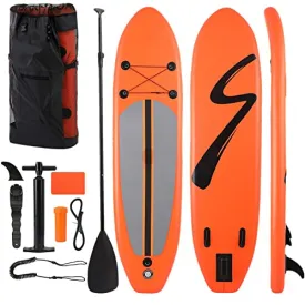 10'×6" Stand up Paddle Board sup Inflatable Non-Slip Deck pad Ultra-Light Standing Boat sup Accessories Waterproof Bag, Backpack Leash Hand PUM Repair kit fin Youth Adult (Orange)