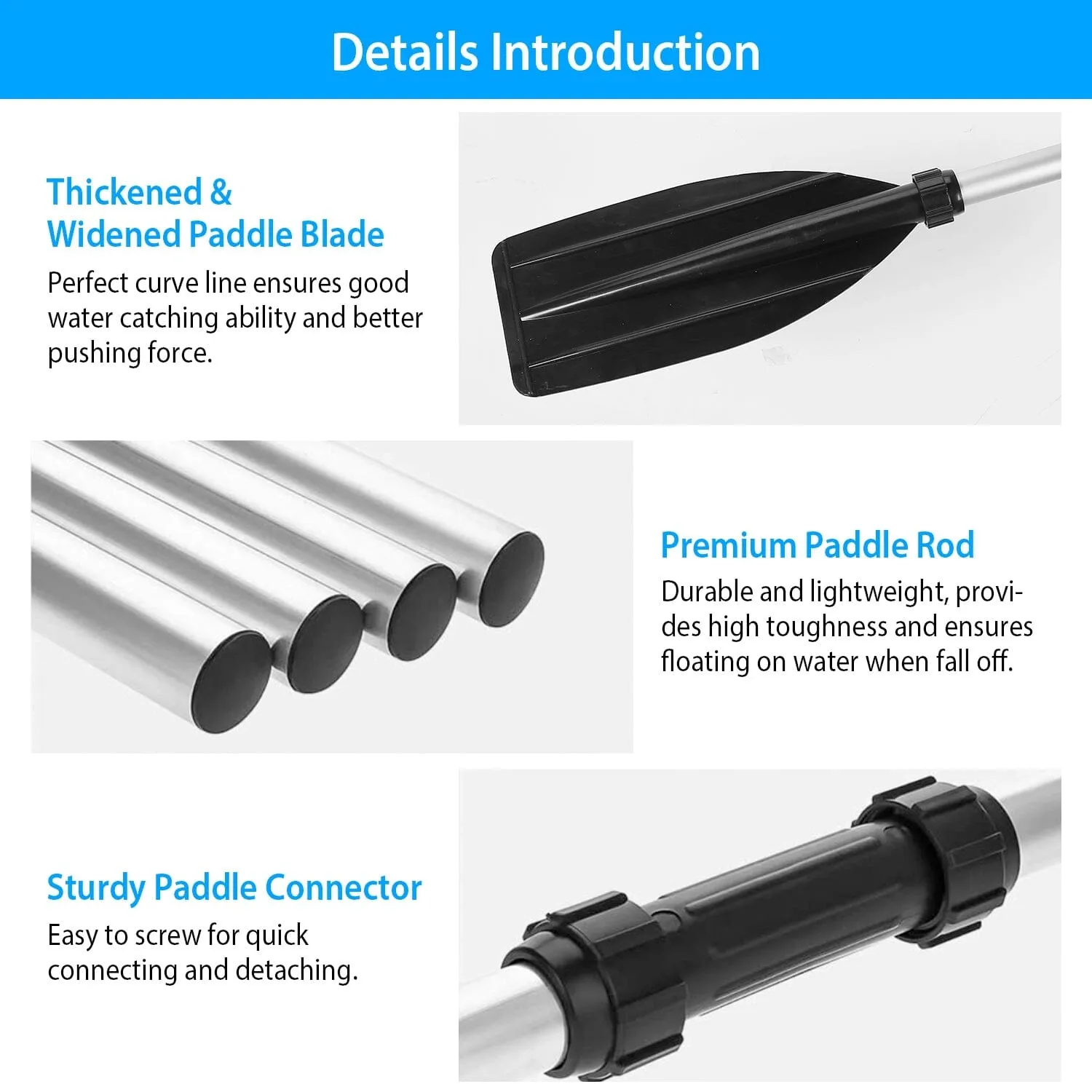 2-Pieces: Kayak Paddles Aluminum Alloy Detachable Canoe