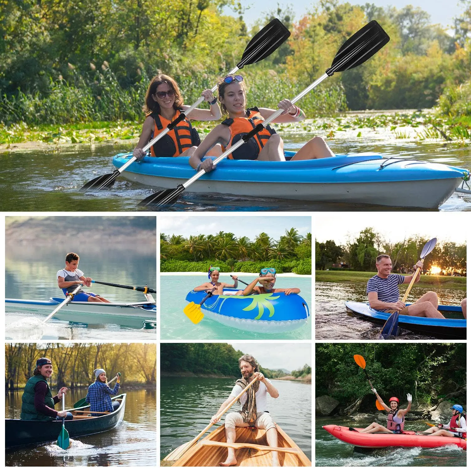 2-Pieces: Kayak Paddles Aluminum Alloy Detachable Canoe