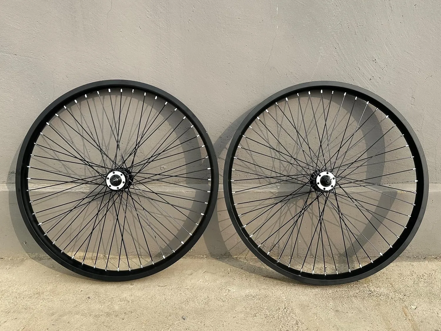 26 inch x 1.85" Heavy Duty Bike Rim Wheel Set, 12 Gauge 48 Spokes Wheelset, Double Wall Aluminum Alloy 26" Bicycle Wheels Rims (Front & Rear) (Black) Disc Brake