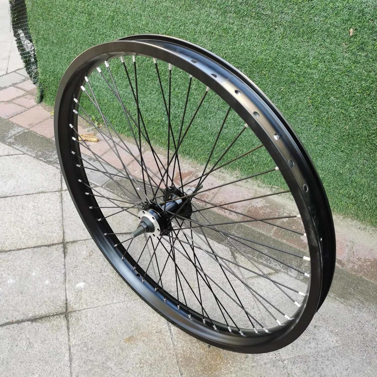 26 inch x 1.85" Heavy Duty Bike Rim Wheel Set, 12 Gauge 48 Spokes Wheelset, Double Wall Aluminum Alloy 26" Bicycle Wheels Rims (Front & Rear) (Black) Disc Brake