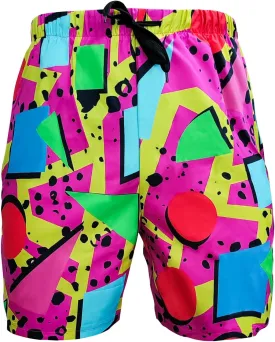 80s Bilayer for Men 90s Swim Shorts 80s Summer Party Hawaiian Beach Disco Shorts