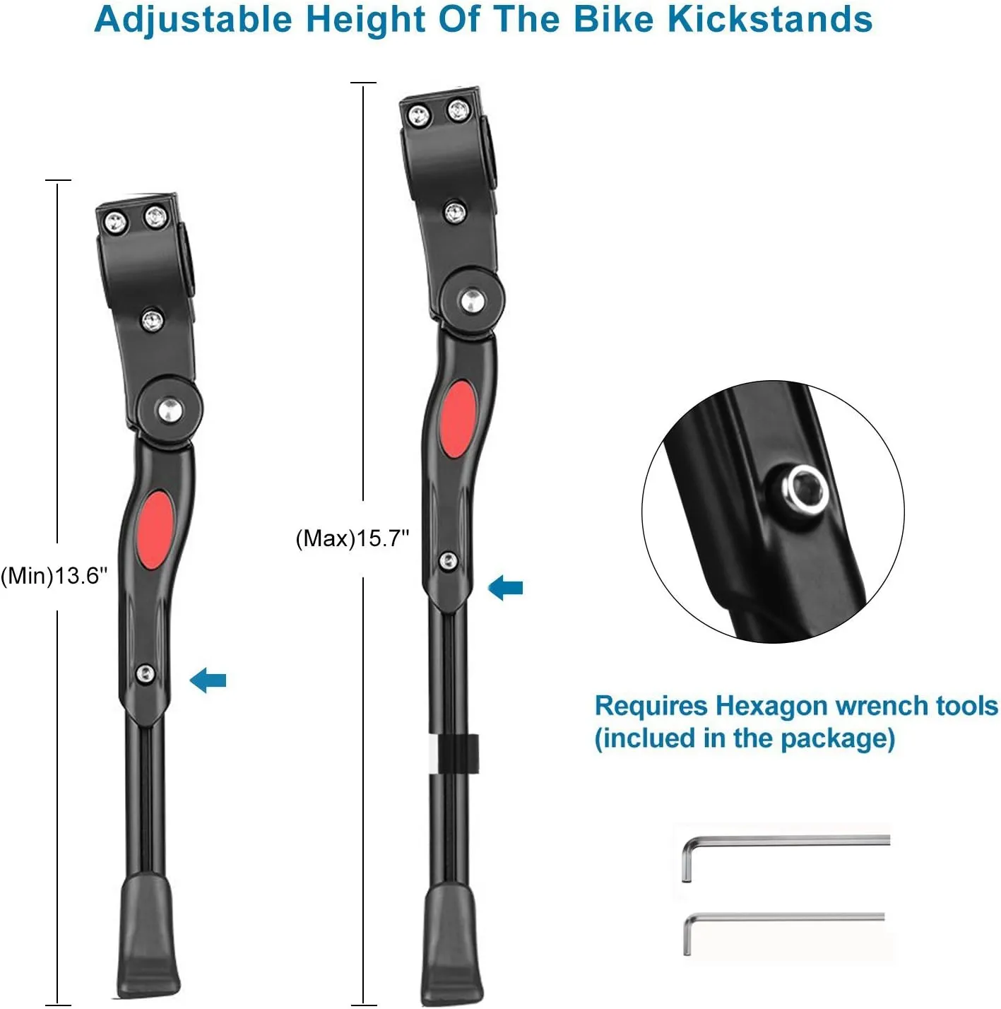 Adjustable Bicycle Kickstand, Bike Side Support Kick Stand for 22 24 26 Inch Mountain Bike and 700 Road Bike