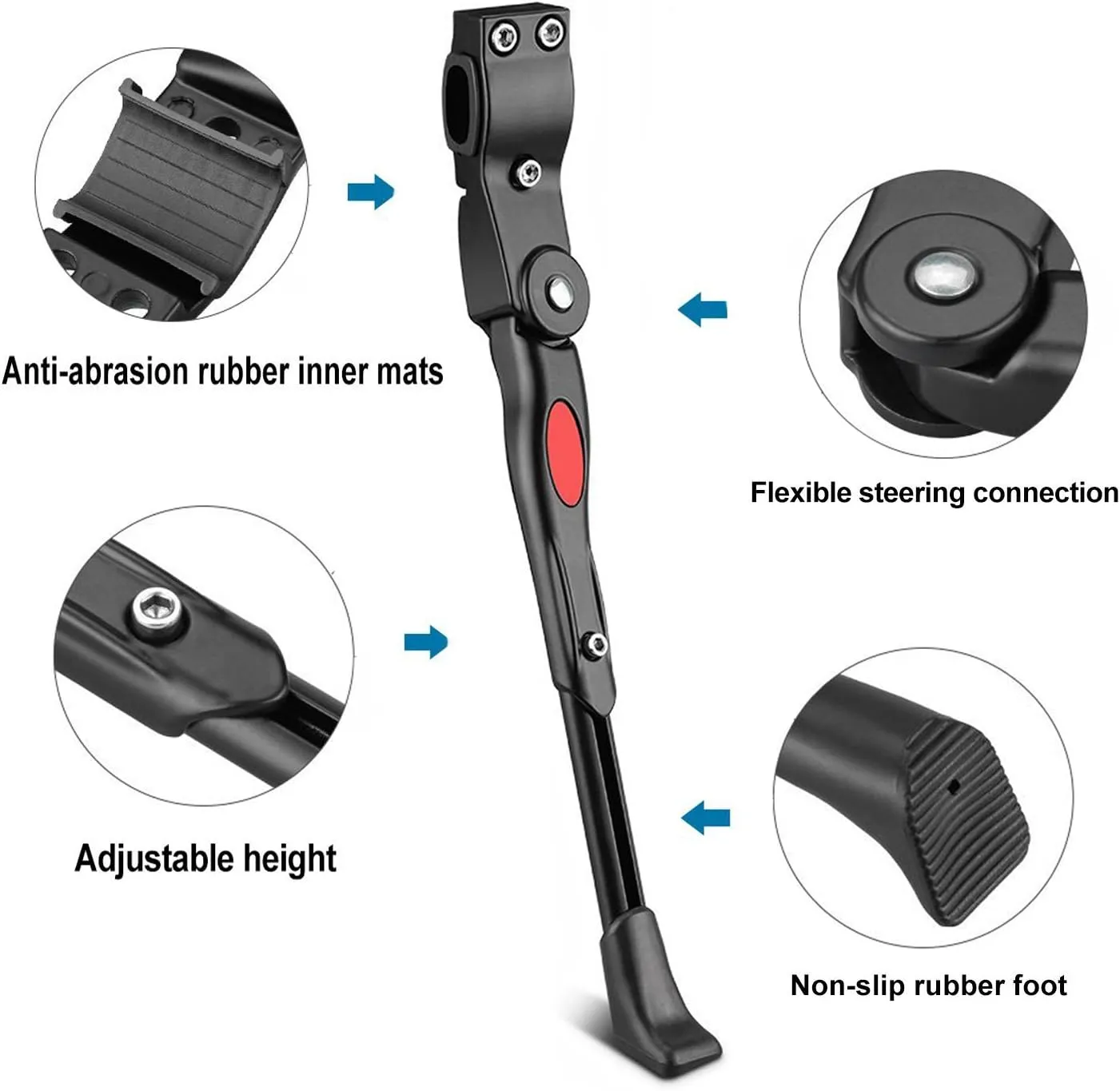 Adjustable Bicycle Kickstand, Bike Side Support Kick Stand for 22 24 26 Inch Mountain Bike and 700 Road Bike