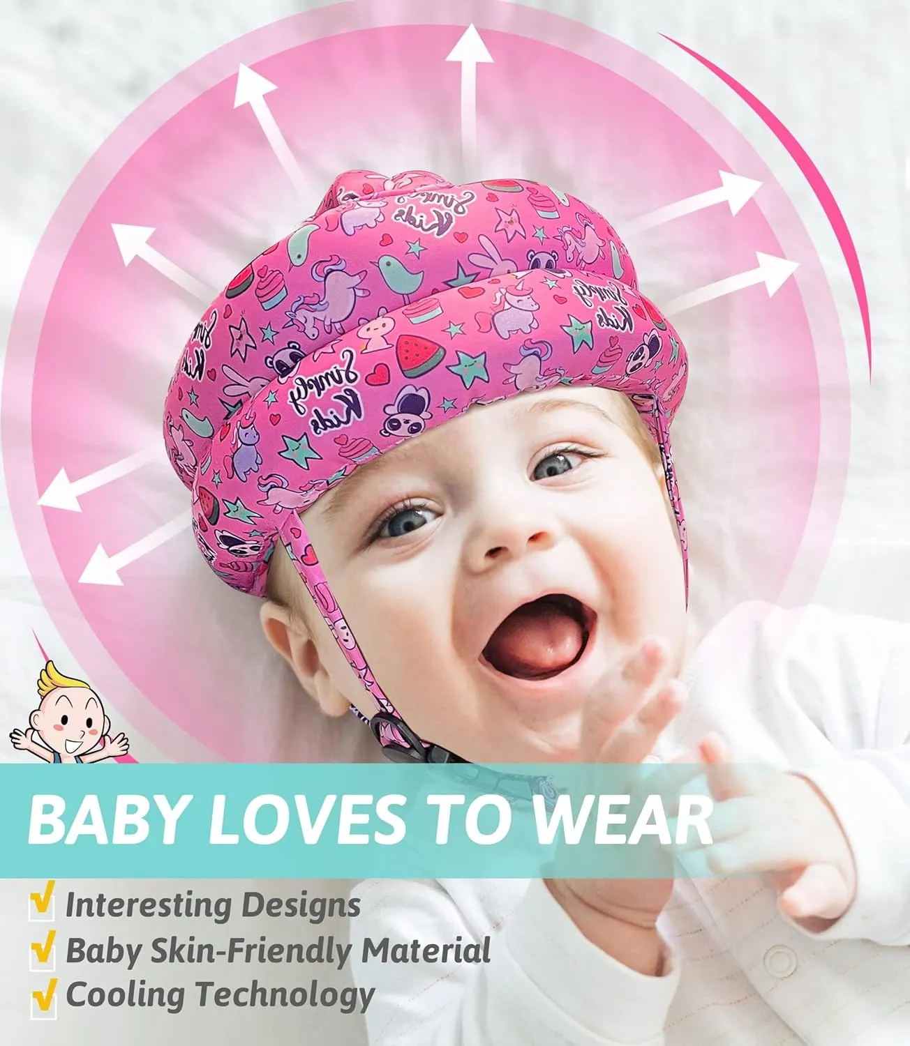 Baby Head Protector - Baby Helmet for Crawling Walking Running - No Bumps and Soft Cushion - Adjustable Protective Cap Infant Baby Safety Headguard - Toddler Helmets 6-12 Months 1-2 Years Old
