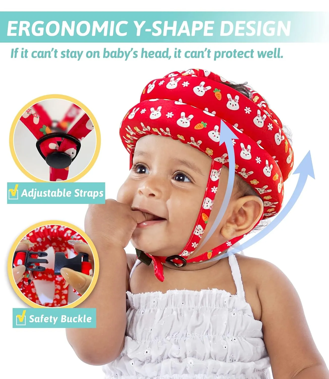 Baby Head Protector - Baby Helmet for Crawling Walking Running - No Bumps and Soft Cushion - Adjustable Protective Cap Infant Baby Safety Headguard - Toddler Helmets 6-12 Months 1-2 Years Old