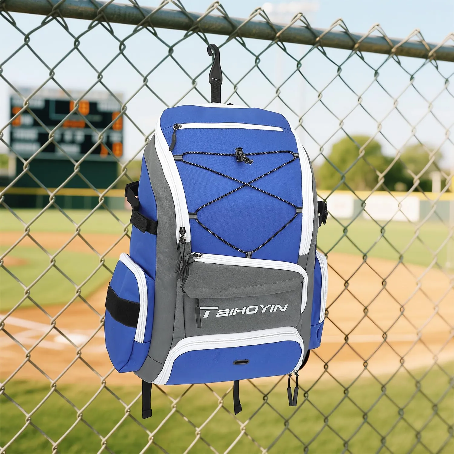 Baseball Bag Adults with Shoes Compartment 4 Bat Holders & Wet Pocket Youth Softball Backpack for Coach Catcher Bat Bag with Laptop Compartment, Helmet & Glove Holder Equipment Gear Backpack