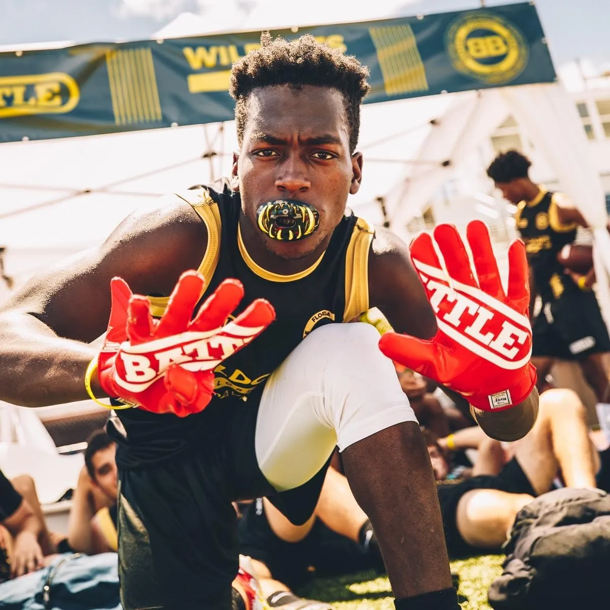 Battle Sports Double Threat Wide Receiver Football Gloves - Adult and Youth Football Gloves - Ultra Stick Gloves
