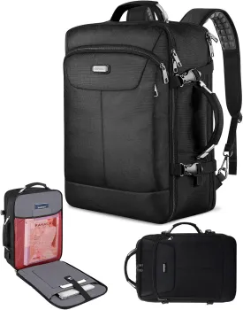 Carry on Backpack, 40L Flight Approved Large Travel Laptop Backpack with USB Charge Port, 18 Inch TSA Friendly Computer Daypack College Overnight Weekender Extra Large Backpack for Men Women, Black