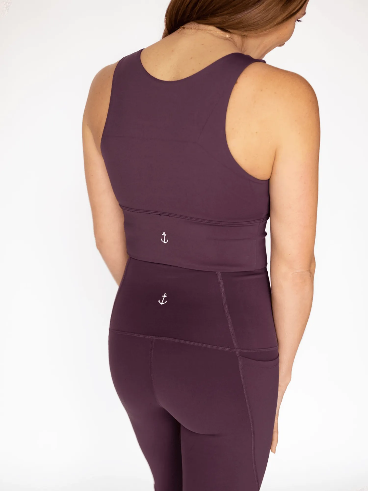 Eggplant Purple "Robin" Hi-Impact Hi-Neck Longline Sports Bra