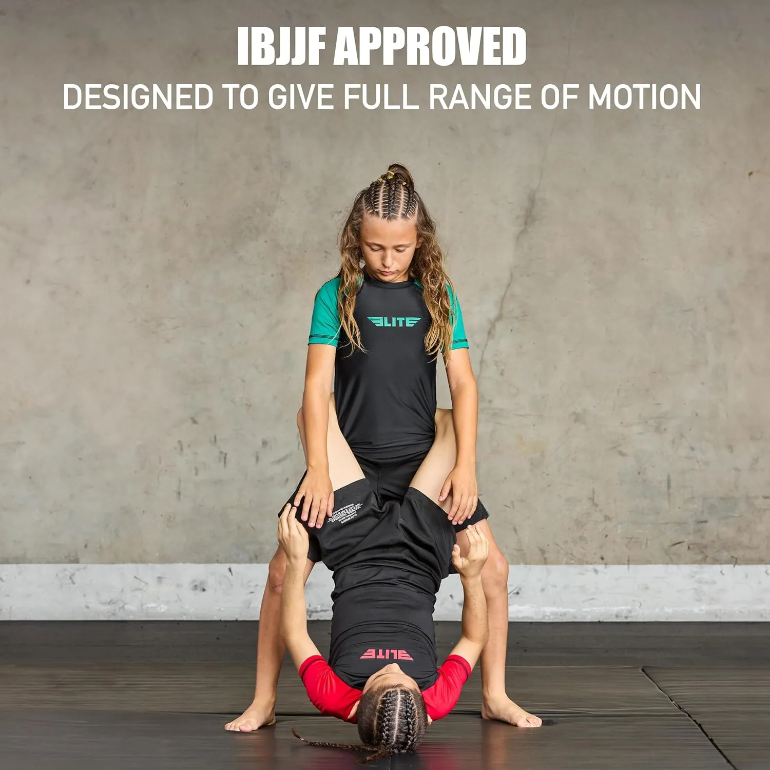 Elite Sports Kids' Jiu Jitsu BJJ Rash Guard, Short Half Sleeve Compression Shirt for Youth Boys Girls Sports Nogi Training