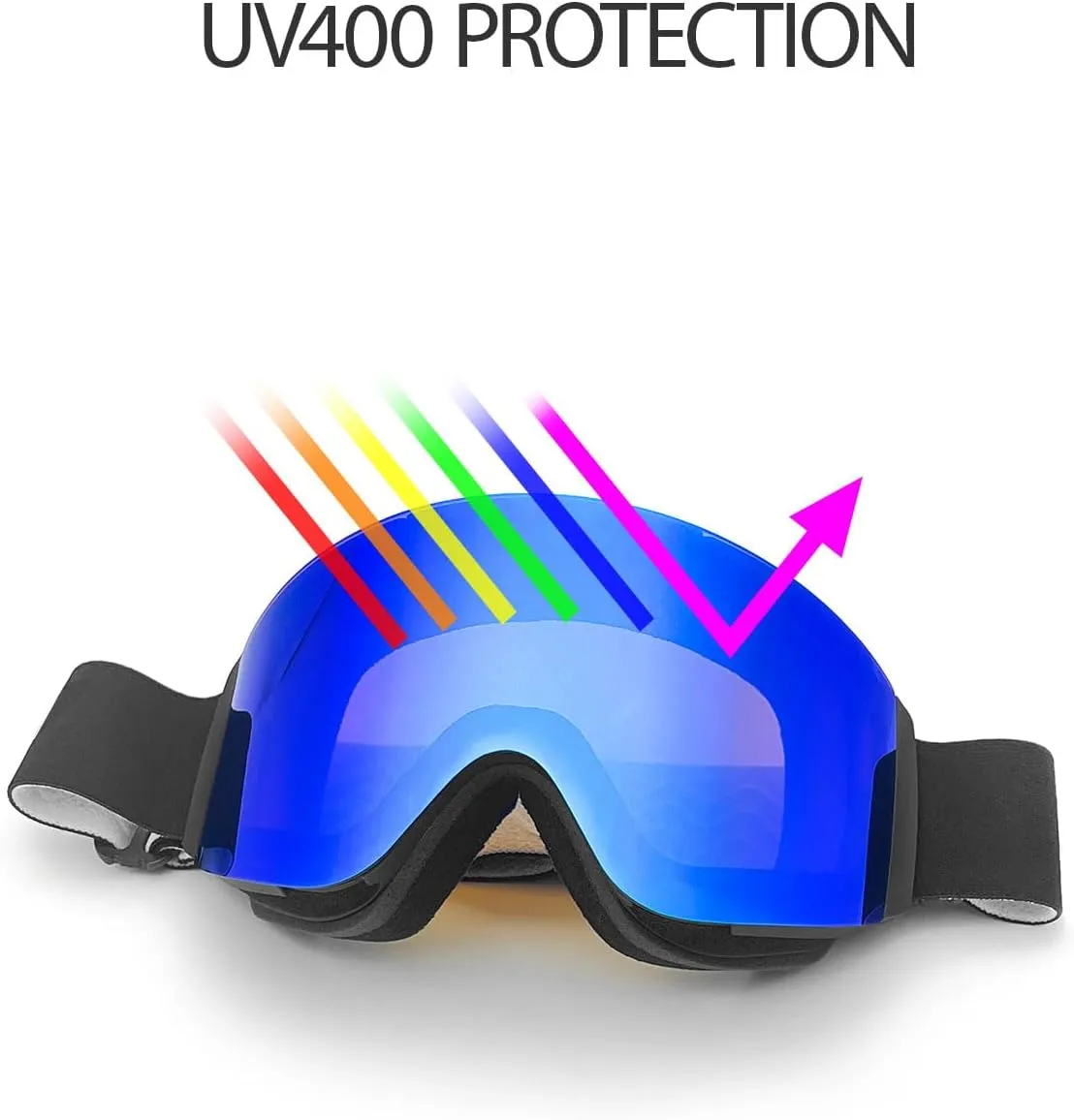 Flip Up Ski Goggles, OTG Snow Goggles, Clamshell Anti Fog UV Protection, Snowboard Goggles for Men Women Youth