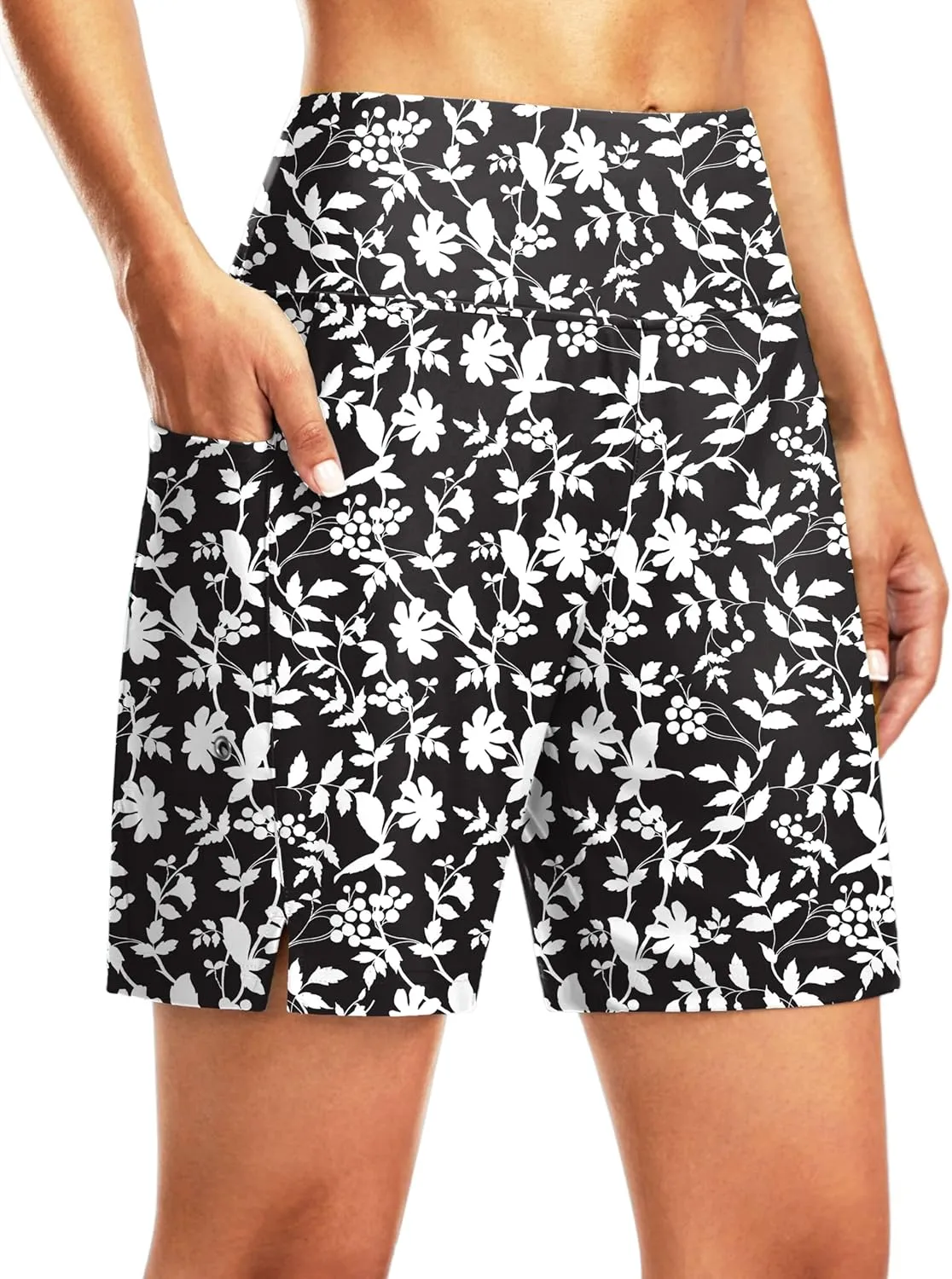 G Gradual Women's 7" Long Swim Board Shorts High Waisted Quick Dry Beach Swimming Shorts for Women with Liner Pockets