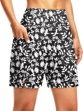 G Gradual Women's 7" Long Swim Board Shorts High Waisted Quick Dry Beach Swimming Shorts for Women with Liner Pockets