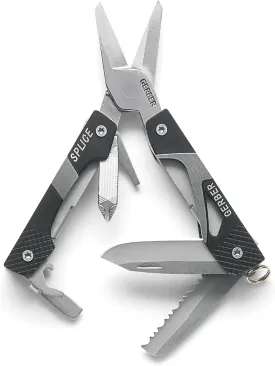 Gerber Gear Splice Pocket Knife EDC Multitool with Blade, Scissors, Screwdriver and Bottle Opener, Black
