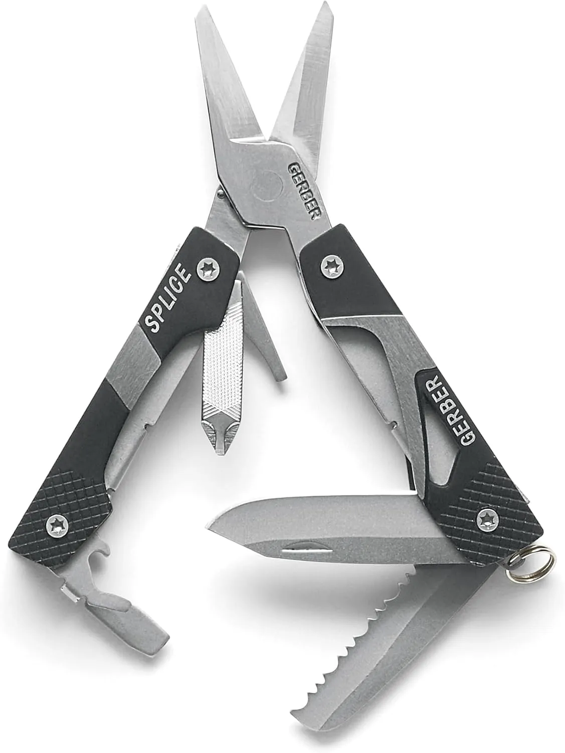 Gerber Gear Splice Pocket Knife EDC Multitool with Blade, Scissors, Screwdriver and Bottle Opener, Black