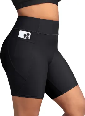 Holipick Women Plus Size Swim Shorts High Waisted Swim Bottoms with Pockets Tummy Control Boy Shorts