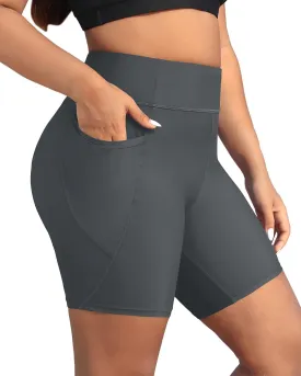 Holipick Women Plus Size Swim Shorts High Waisted Swim Bottoms with Pockets Tummy Control Boy Shorts