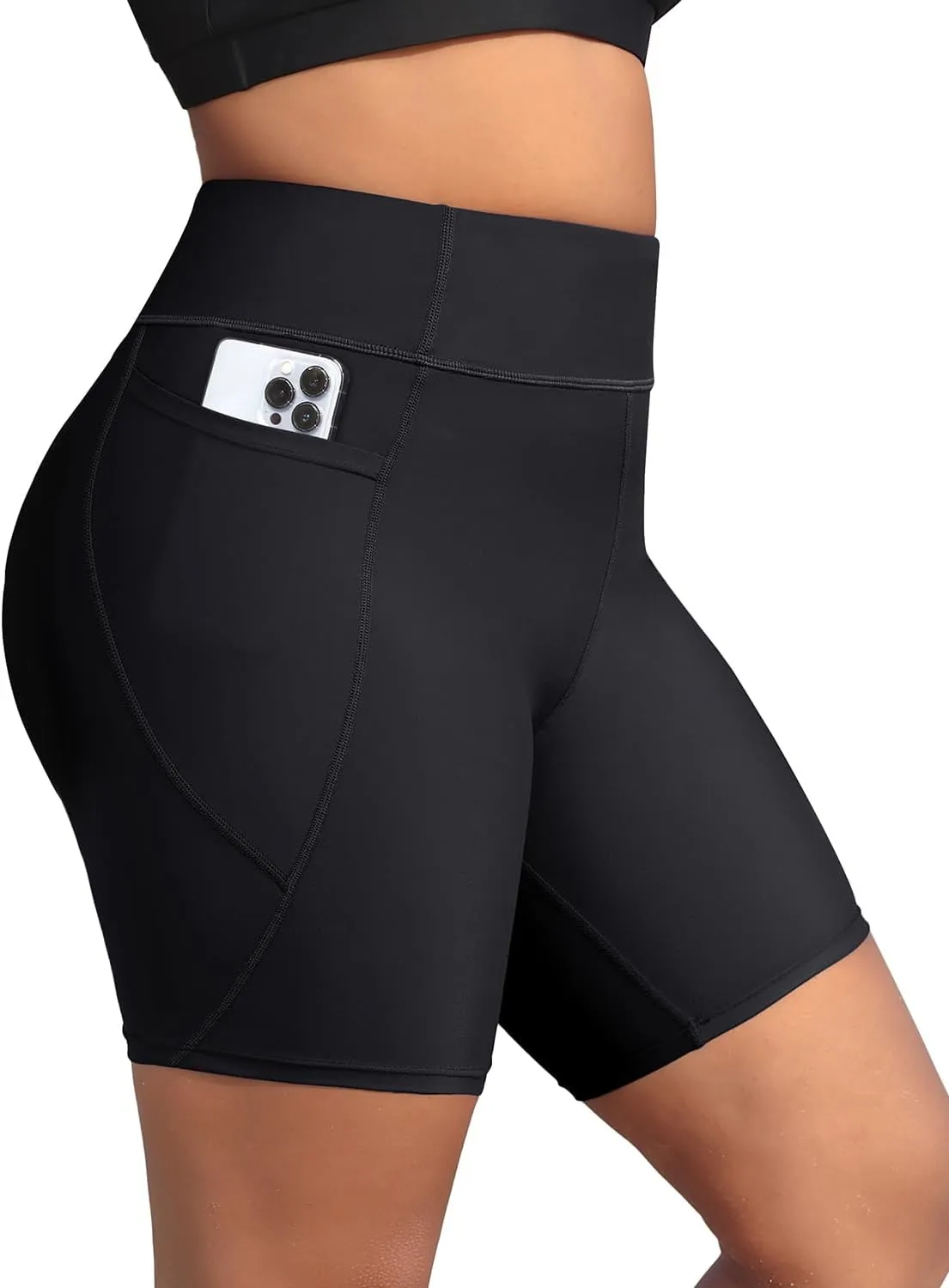 Holipick Women Plus Size Swim Shorts High Waisted Swim Bottoms with Pockets Tummy Control Boy Shorts