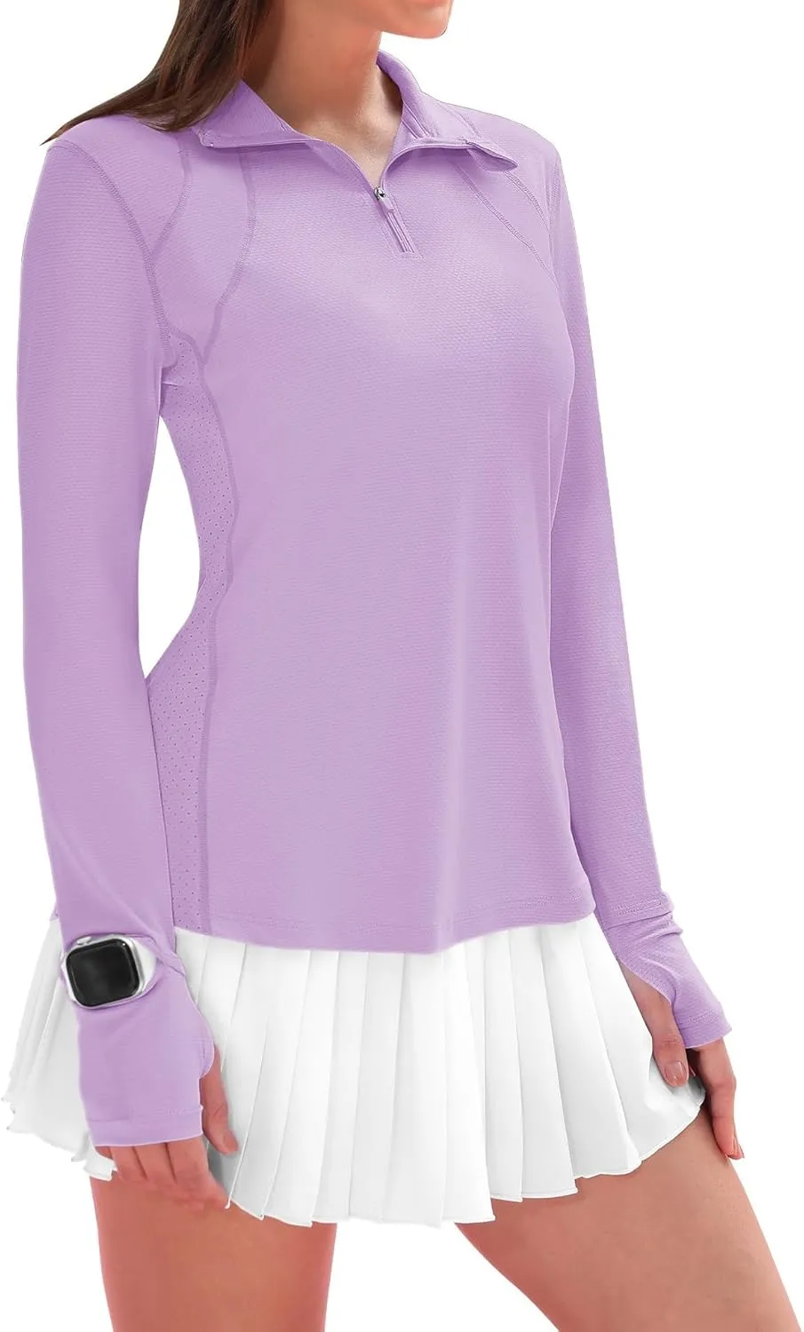 IECCP Womens Long Sleeve Shirts Sun Protection Quarter Zip Pullover Summer Quick Dry Athletic Hiking Running Workout Tops