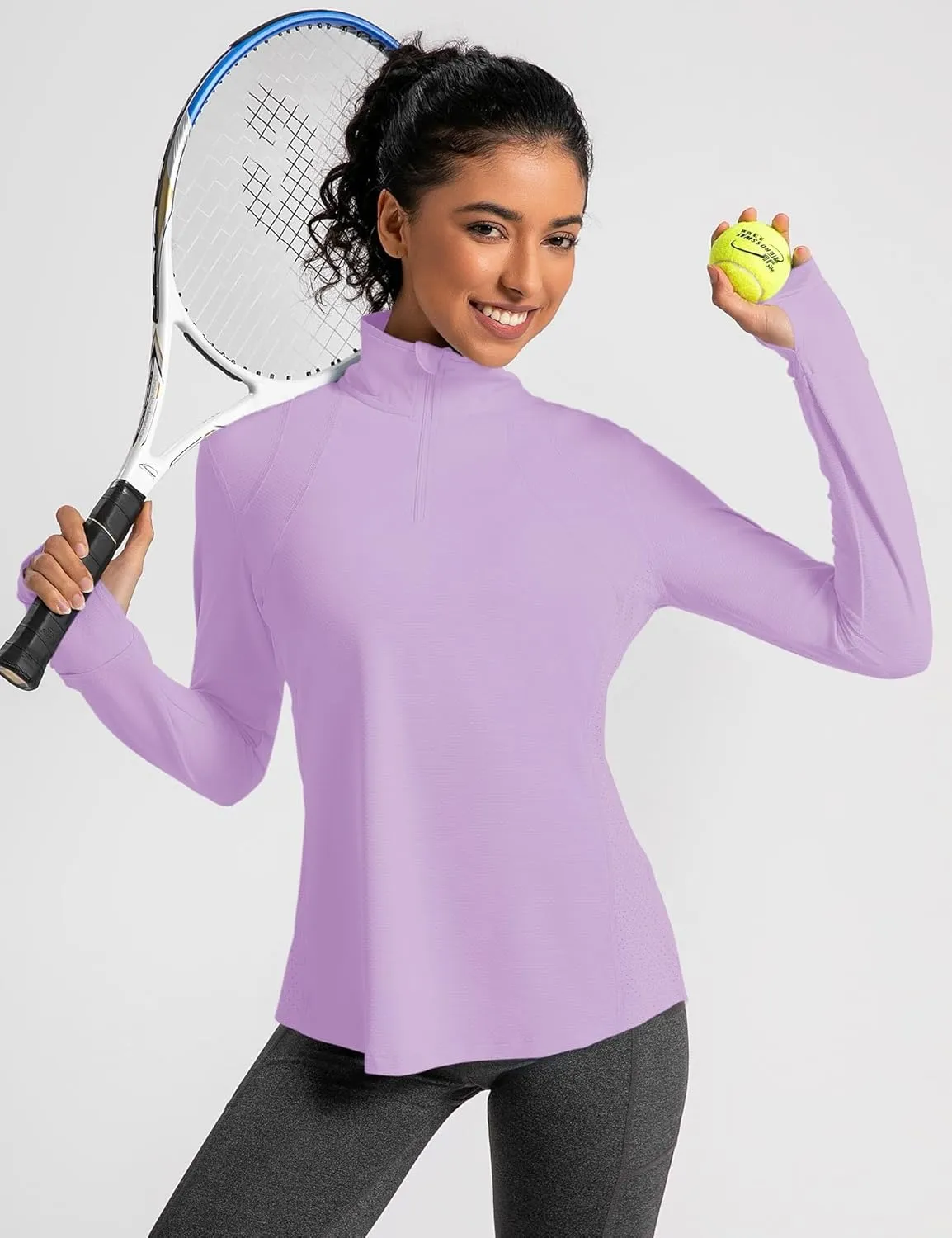 IECCP Womens Long Sleeve Shirts Sun Protection Quarter Zip Pullover Summer Quick Dry Athletic Hiking Running Workout Tops