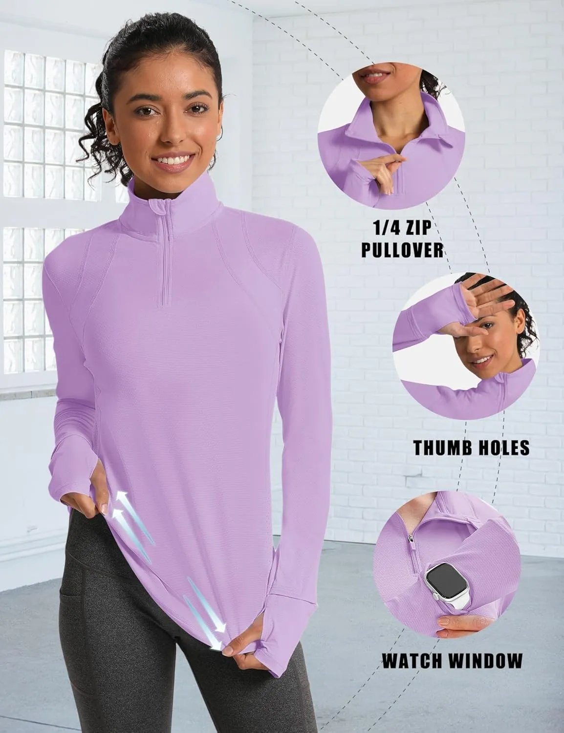 IECCP Womens Long Sleeve Shirts Sun Protection Quarter Zip Pullover Summer Quick Dry Athletic Hiking Running Workout Tops
