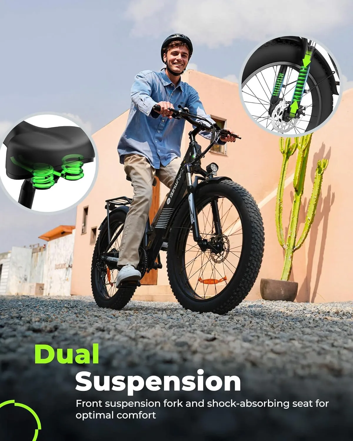 isinwheel M60 Electric Bike for Adults 750W 28mph Ebike with 48V 13Ah Removable Battery, USB Charging Port, 7 Speed Gearshift, 26"4" Fat Tire Electric Bicycles, Step Thru Cruiser E Bike