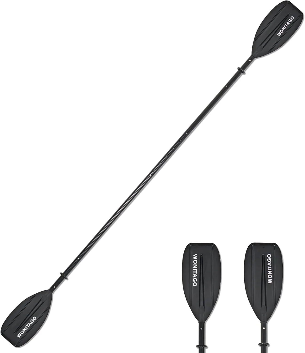 Kayak Paddles with Aluminum Shaft and PP Blade, Portable Kayaking Oars for Inflatable Kayak, Packrafts, Adjustable 220-240 cm/86-94 Inches, 5 Piece