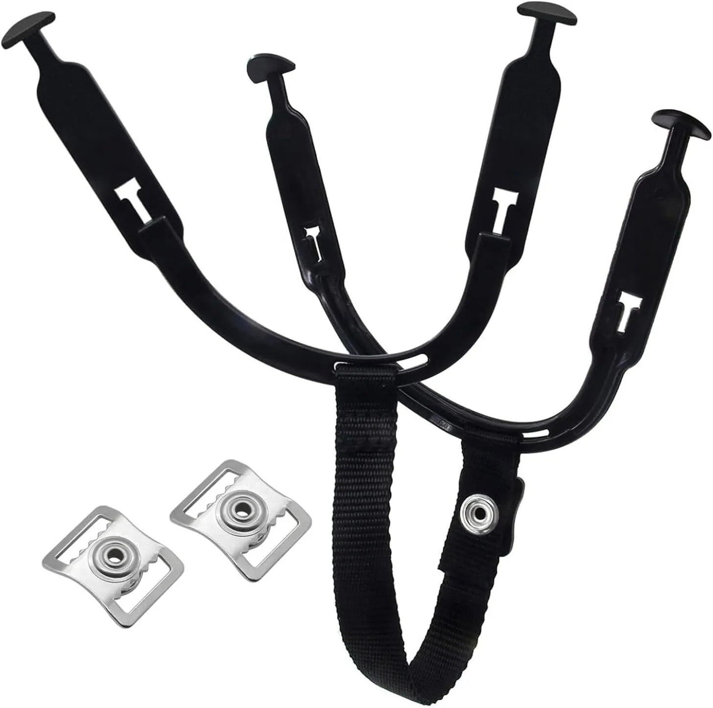 Maxmoral Black Hockey Chin Strap Replacement Parts Ear Loop Repair Kit Hockey Helmet Chinstrap with 2 Stainless Steel Single Reinforced Buckles Hockey Ear Loops for Hockey Helmets