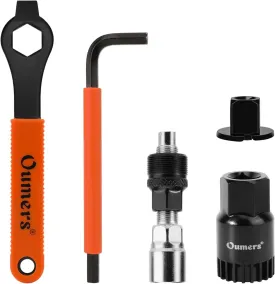 Oumers Bike Crank Puller Tool Set, Bike Crank Extractor   Bicycle Bottom Bracket Remover   16mm Spanner Wrench   Hexagonal Wrench for Removing