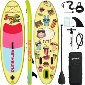 Quashley Kids Stand Up Paddle Board, Inflatable Paddleboards with Sup Board Accessories, Durable, Stable Design, Wide Non-Slip Deck, Hand Pump, Adjustable Aluminum Paddle,Surfboard Youth & Kids