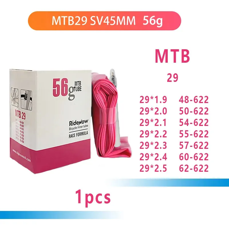 RideNow Ultralight Camera TPU MTB Gravel 29 Bike Inner Tube 29x1.5 2.5 Inch Mountain Bicycle Inner Tube French Valve 45mm