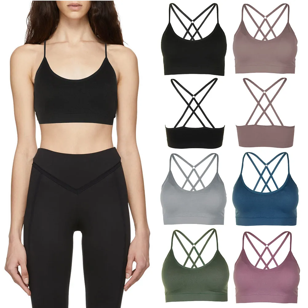Sofra Ladies 3 or 6 Pack Seamless Crisscross Back Sports Bra Assortment One Size