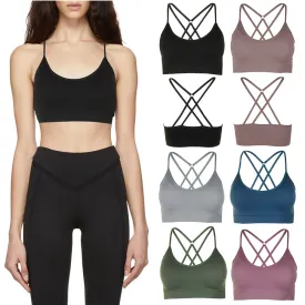 Sofra Ladies 3 or 6 Pack Seamless Crisscross Back Sports Bra Assortment One Size