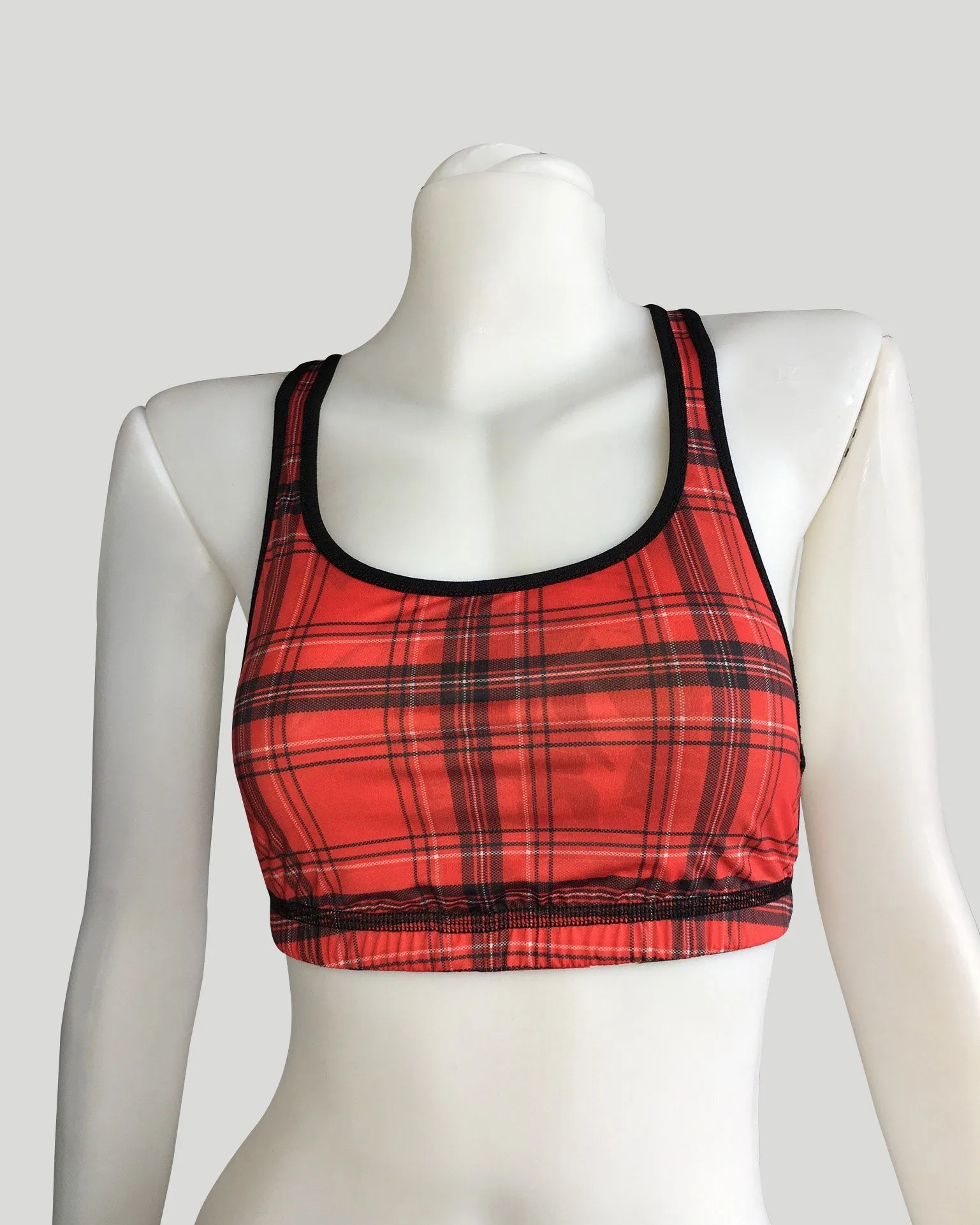 SPORTS BRA RACERBACK RED GEISHA/RED PLAID