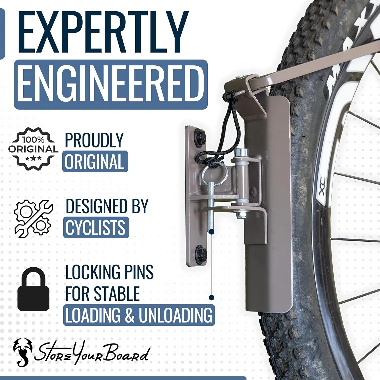 StoreYourBoard Swivel Bike Rack, Bike Rack Garage Wall Mount W/Stopper, Swing 120 Degrees Design, Vertical Hanger Hook for Indoor, Bicycle Storage Rack, Space Saving, Holds 50 lbs per rack