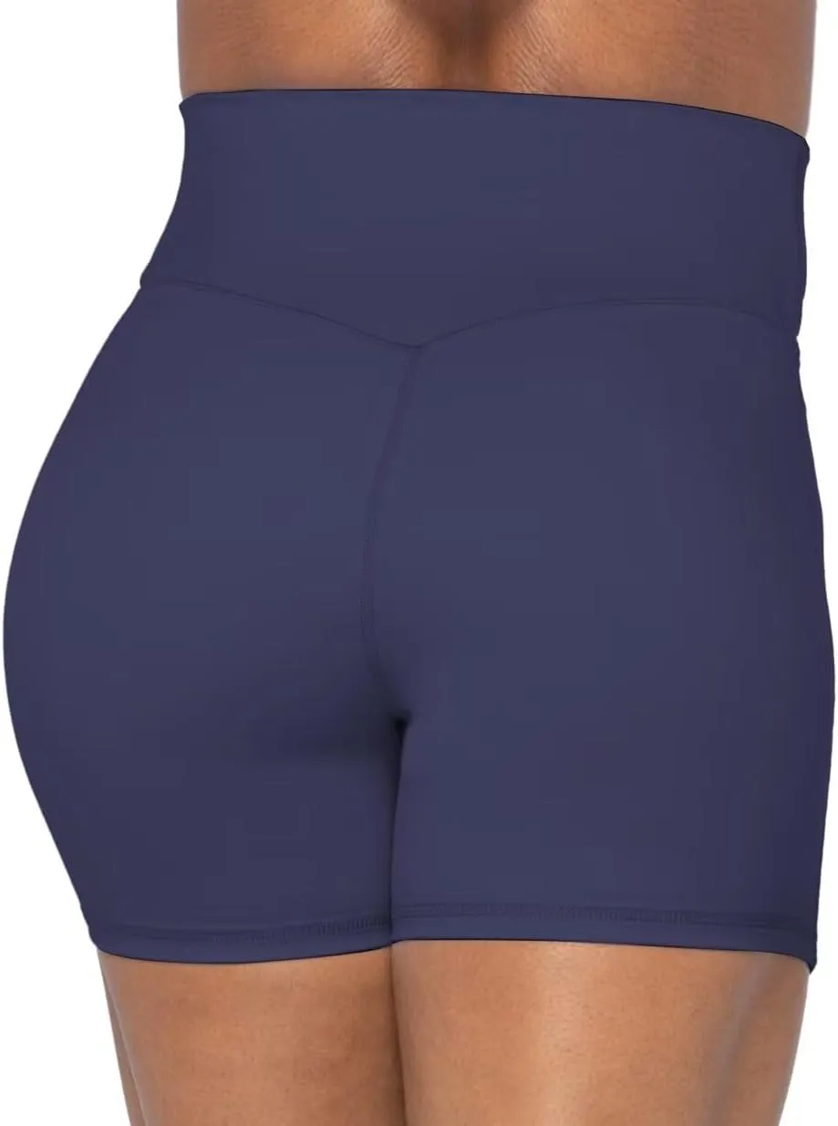 Sunzel Crossover Biker Shorts for Women, No Front Seam V High Waist Yoga Workout Gym Shorts with Tummy Control