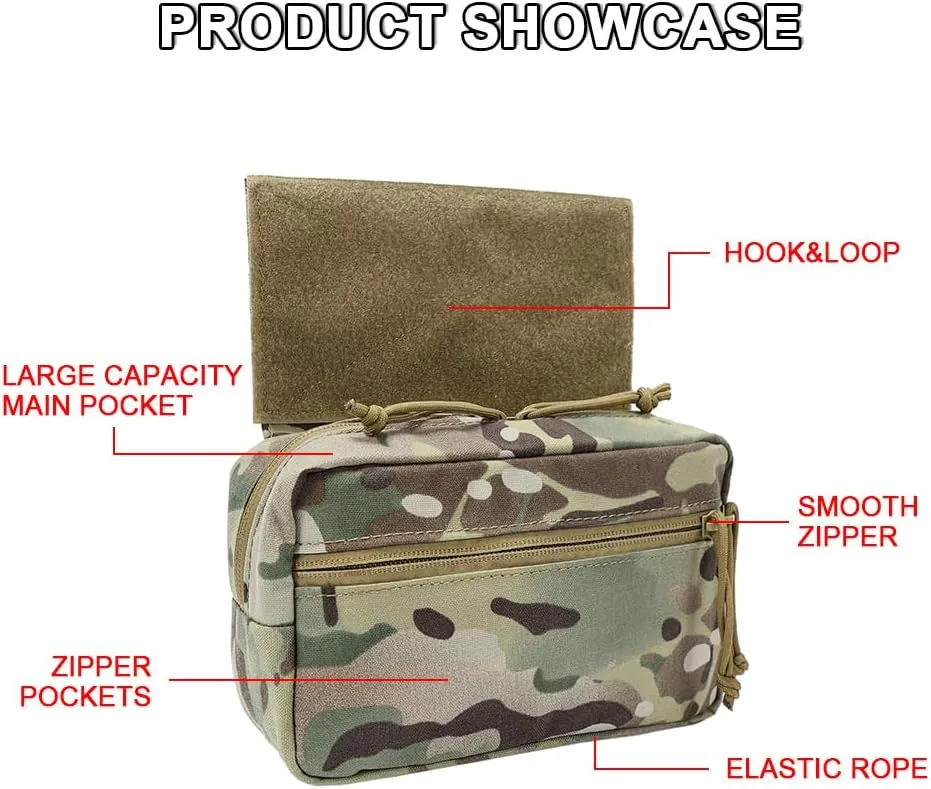 Tactical Drop Pouch with Hook and Loop,Sub Abdominal Carrying Kit Bag Tool Pouch for Airsoft JPC CPC AVS Tactical Vest Chest Rig