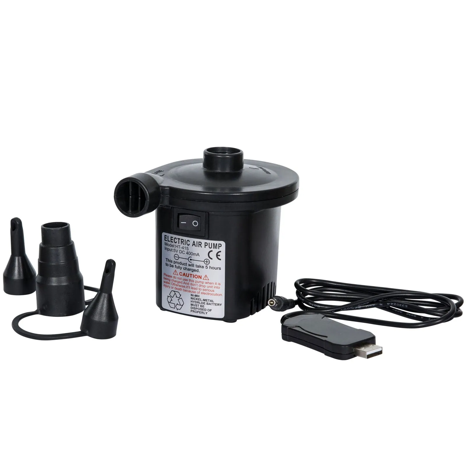 Trespass Cyclone Cordless USB Electric Airbed Pump - Black