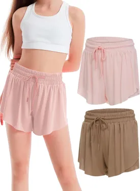 Ultra Performance Girl's Butterfly Short's 2 Pack Girls Athletic Short Basketball Soccer Flowy Active Shorts for Girls