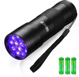 UV Flashlight Black LightSmall Portable Mini 12 LED Blacklight Flashlight for Hidden Stain Detection in Room, Resin Curing,Scorpion & Bed Bug Find,Pet Urine & Dry Stain Detection/Carpets/Rugs/Floors