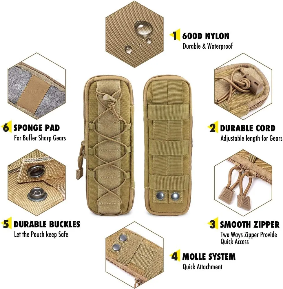 WYNEX Tactical Small Molle Pouch Nylon Knife Sheath Flashlight Holder Multi Tool Pouch Mini Ifak for Belt Epipens Carrying Case Molle Attachment Gear