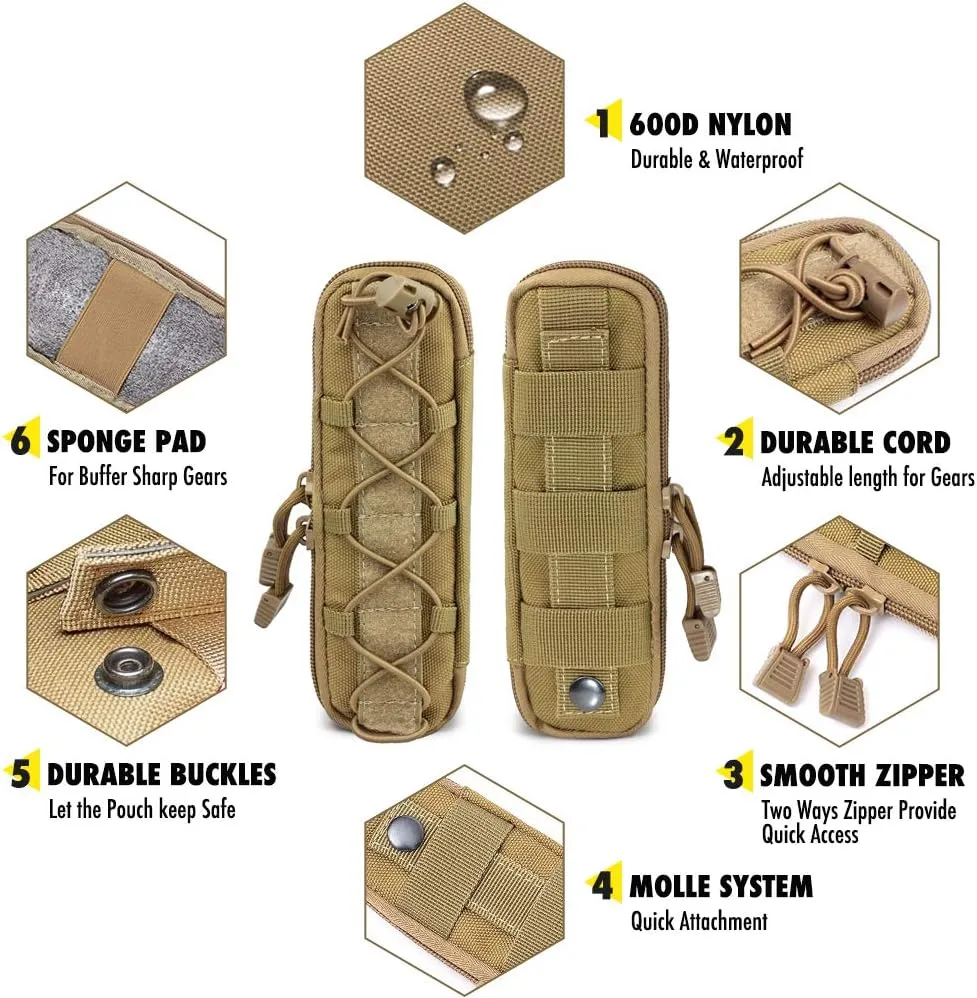 WYNEX Tactical Small Molle Pouch Nylon Knife Sheath Flashlight Holder Multi Tool Pouch Mini Ifak for Belt Epipens Carrying Case Molle Attachment Gear